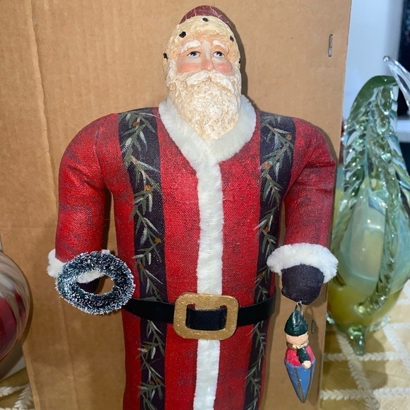 Santa Stuffed Painted Canvas Figure 10” - Picture 1 of 9